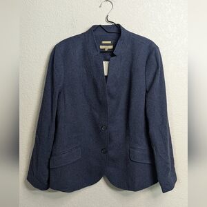 NWT Talbots Cashmere Wool Blend Aberdeen Blazer Jacket Dark Blue Lined Luxury 18